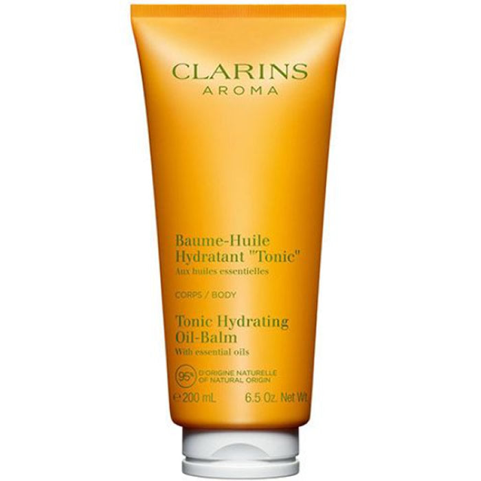 Clarins Tonic Moisturising Balm in 200ml jar, featuring a sleek container with the brand logo, ideal for hydrating and revitalizing skin.