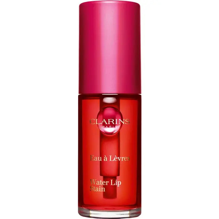 Clarins Water Lip Stain 01 Rose Water from Jag Couture London, showing the lip stain bottle with a soft pink hue and elegant design.