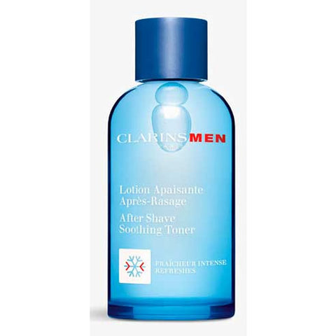 ClarinsMen After Shave Soothing Toner 100ml bottle with label, designed for calming and refreshing men's skin.