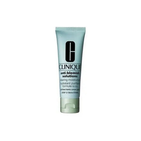 Clinique Anti Blemish Solutions Clearing Moisturizer in 50ml jar, featuring smooth, clear skin on the product packaging.
