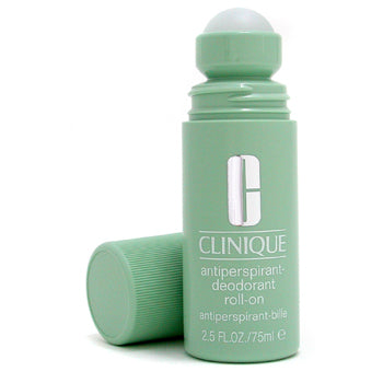 Clinique Anti-Perspirant Deodorant Roll-On in 75ml bottle, featuring smooth applicator and clear packaging, by Jag Couture London New York.