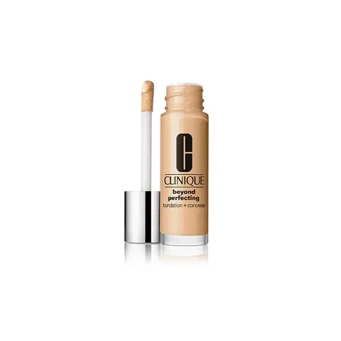 Clinique Beyond Perfecting Foundation and Concealer in 08 Golden Neutral, 30ml, showing the sleek bottle with product label.