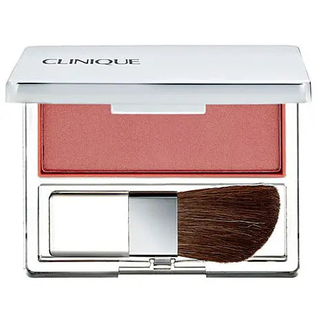 Clinique Blushing Blush Powder in 101 Aglow, a soft pink blush by Jag Couture London - New York, 6g compact with natural glow.