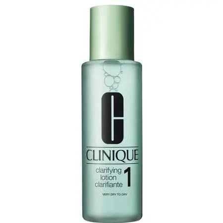 Jag Couture London image of Clinique Clarifying Lotion 1 for very dry to dry skin, 200ml bottle.