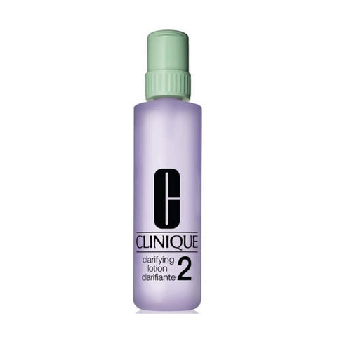 Clinique Clarifying Lotion 2 for dry and combination skin in a 487ml bottle, displayed with its packaging.