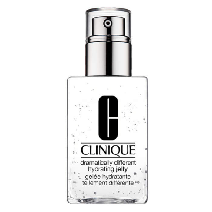 Clinique Dramatically Different Hydrating Jelly anti-pollution moisturizer in 125ml jar, with a clear and smooth gel texture.