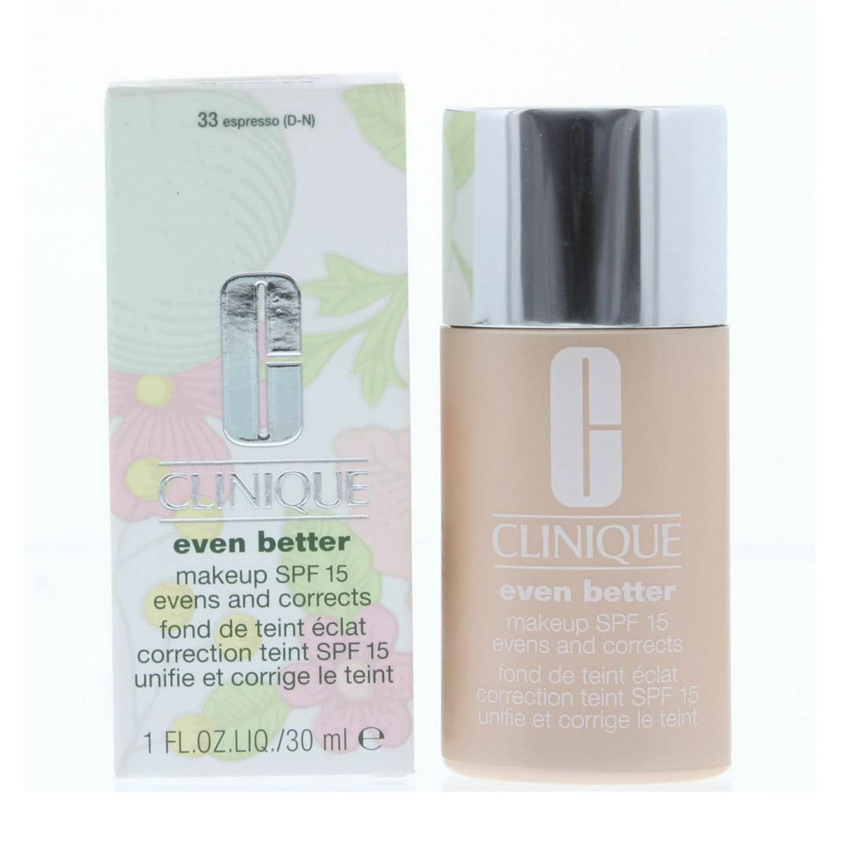 Clinique Even Better Base SPF 15 in shade CN126 Espresso, packaged in a single unit, displayed on a neutral background.