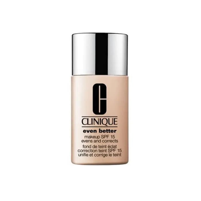 Clinique Even Better Makeup SPF 15 in 24 Linen, 30ml bottle, with smooth liquid foundation and natural beige shade.