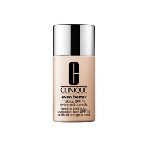 Clinique Even Better Makeup SPF 15 in 24 Linen shade, 30ml bottle, with smooth liquid foundation texture visible.