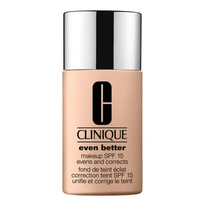Clinique Even Better Makeup SPF 15 in shade 26 Cashew, 30ml bottle, with smooth foundation texture and brand label.