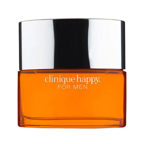 Clinique Happy Men Eau De Cologne spray in 50ml bottle displayed, featuring bright packaging and sleek design.
