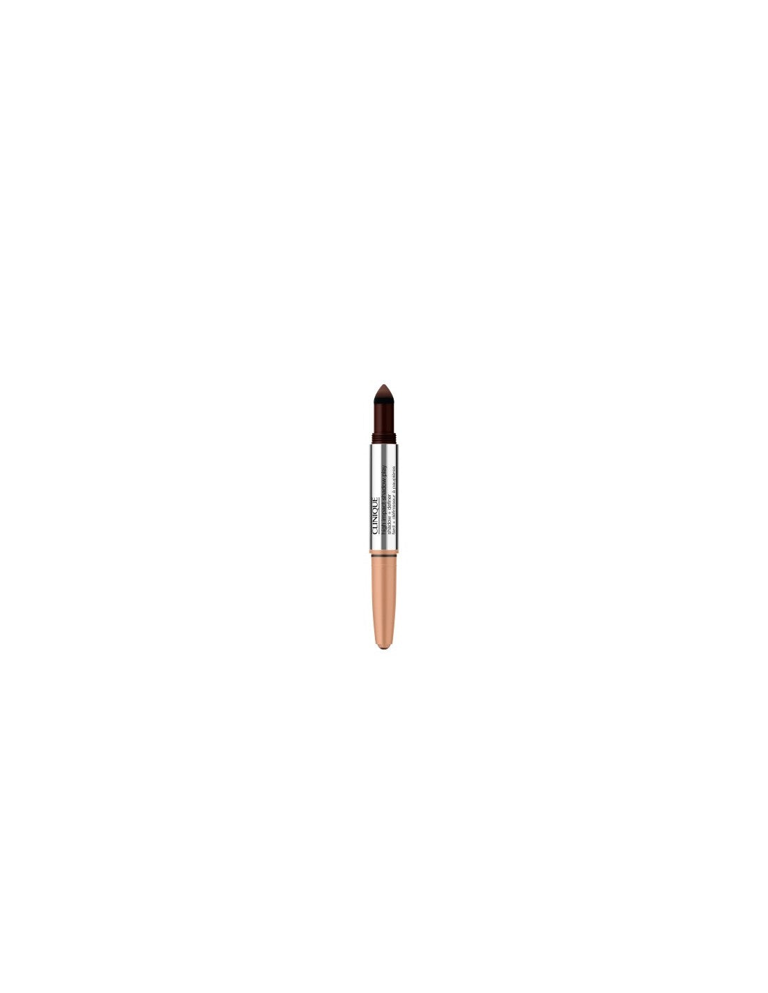 Clinique Hi Shadow Play eyeshadow in Double Latte, creamy 4ml, with natural beige and brown tones for eye definition.