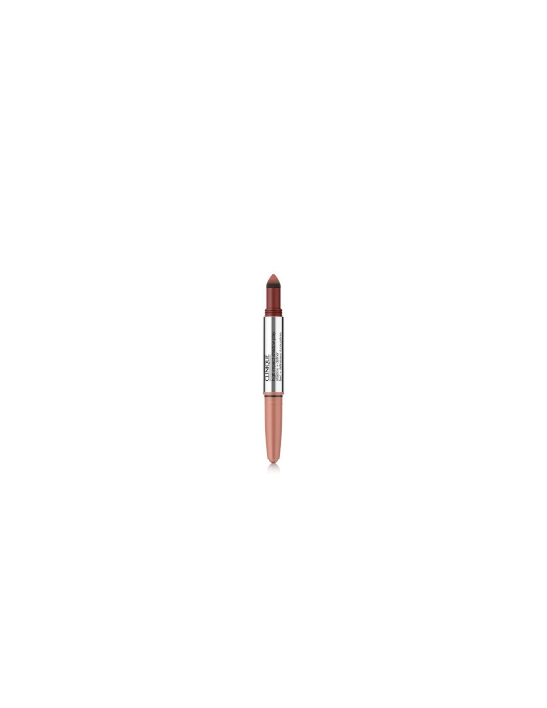 Clinique Hi Shadow Play Eye Shadow in Flame Ember, 4ml, with vibrant orange and brown tones, in sleek packaging.