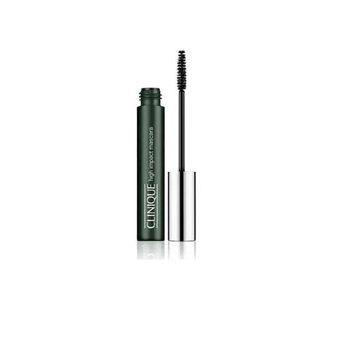 Clinique High Impact mascara in Black Brown, by Jag Couture London New York, shown on a product display.