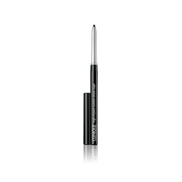 Jag Couture London-New York Clinique High Impact Custom Black Kajal in Blackened Black, close-up of sleek black eyeliner pencil.