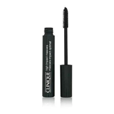 Clinique High Impact Mascara in black, 8g, featuring a sleek tube with wand applicator for bold, volumizing lash enhancement.