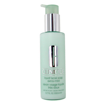 Jag Couture London - New York Clinique Liquid Facial Soap Extra Mild 200ml in clear bottle with white pump for gentle cleansing