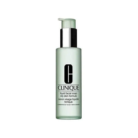 Jag Couture London - New York Clinique Liquid Facial Soap for Oily Skin, 200ml, in a clear bottle with white label and pump dispenser.