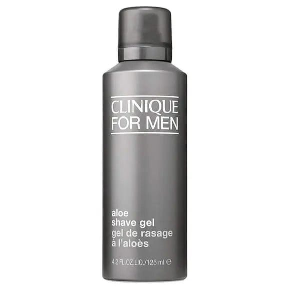 Clinique Men Aloe Shave Gel in 125ml bottle, featuring clear gel formula for a smooth shave, on a plain background
