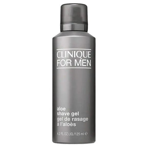 Clinique Men Aloe Shave Gel in 125ml bottle, featuring clear gel formula for a smooth shave, on a plain background