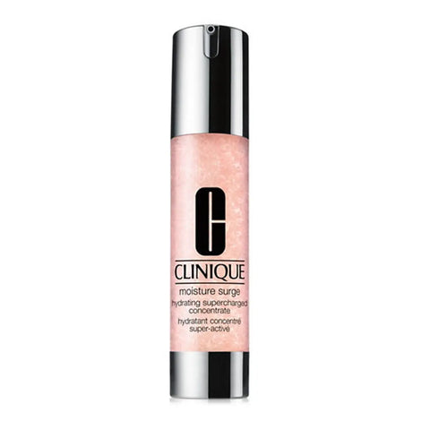 Clinique Moisture Surge Hydrating Supercharged Concentrate 50ml bottle with clear label, set against a plain background.