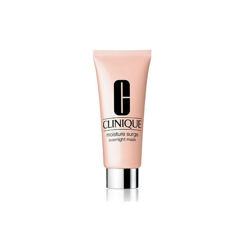 Clinique Moisture Surge Overnight Mask in a 100ml jar, featuring hydrating gel formula with brand logo on the packaging.