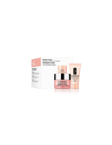 Jag Couture London New York Clinique Moisture Surge SPF25 lightweight hydrating cream in a 3-piece travel set.