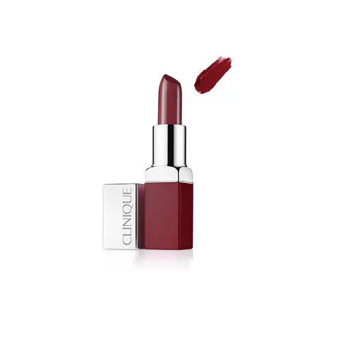 Clinique Pop Lip Colour in 15 Berry Pop with a smooth, vibrant lipstick application on a neutral background.