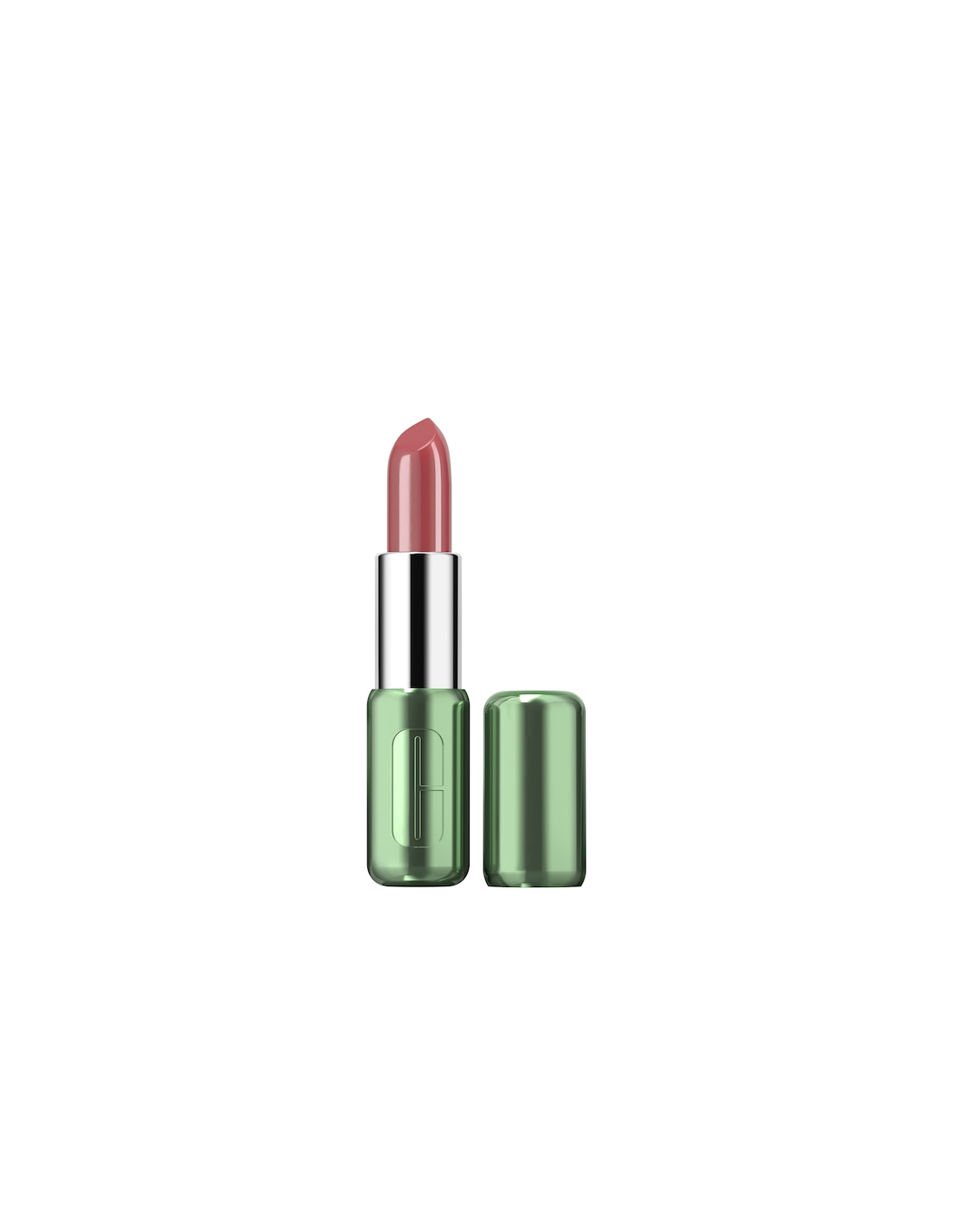 Clinique Pop Longwear Shine lipstick in Fig Pop, 3.9g, showcasing the vibrant lipstick bullet in a sleek tube with brand branding.