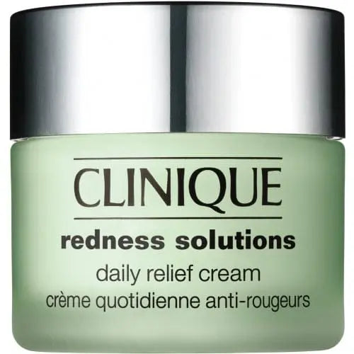 Jag Couture London New York Clinique Redness Solutions Daily Relief Cream 50ml jar with soothing skincare product