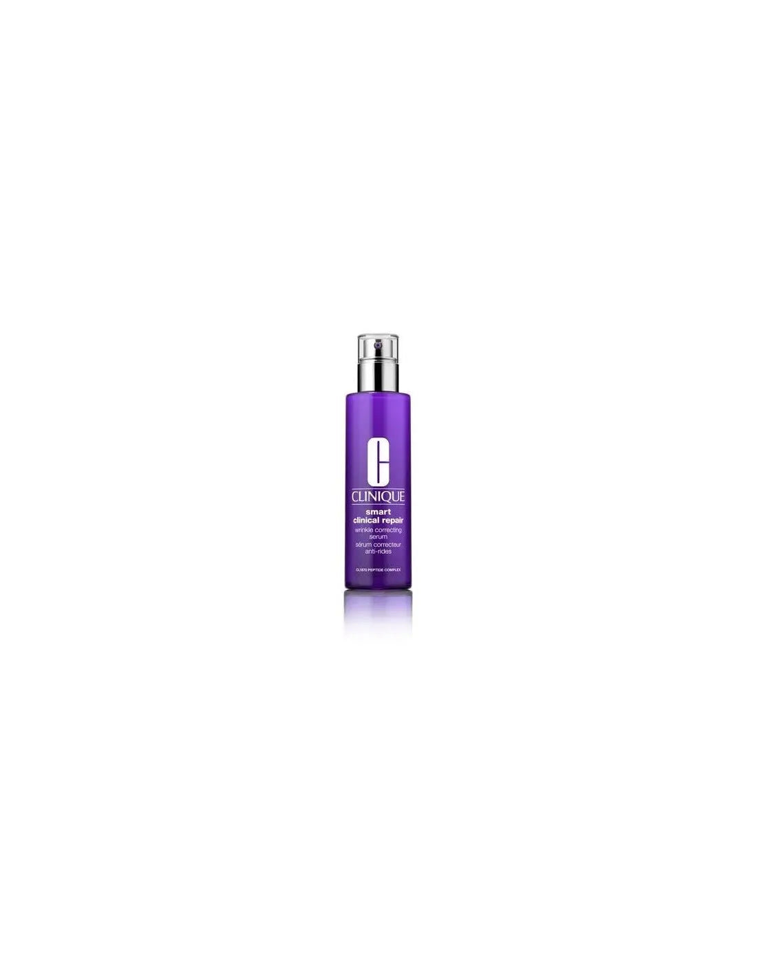 Clinique Smart Clinical Repair Wrinkle Correcting Serum in a 75ml bottle, featuring sleek design and label with brand details.