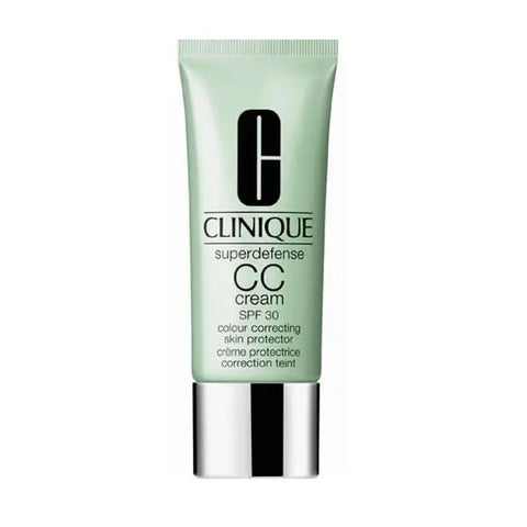 Clinique Superdefense CC Cream in Light Medium, 40ml, with smooth texture and natural finish, displayed in a sleek tube.