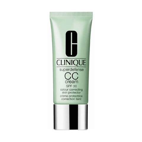 Clinique Superdefense CC Cream in medium shade, 40ml, with smooth texture and natural finish, displayed in a sleek tube.