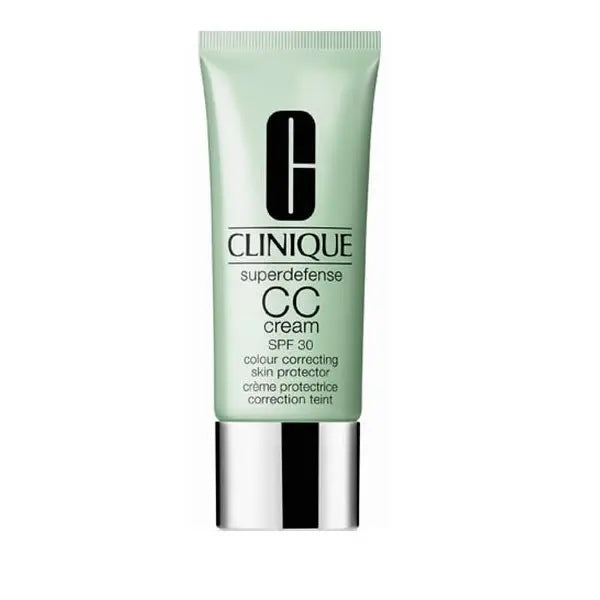 Jag Couture London New York Clinique Superdefense CC Cream Medium Deep 40ml in a sleek tube with a pump dispenser.