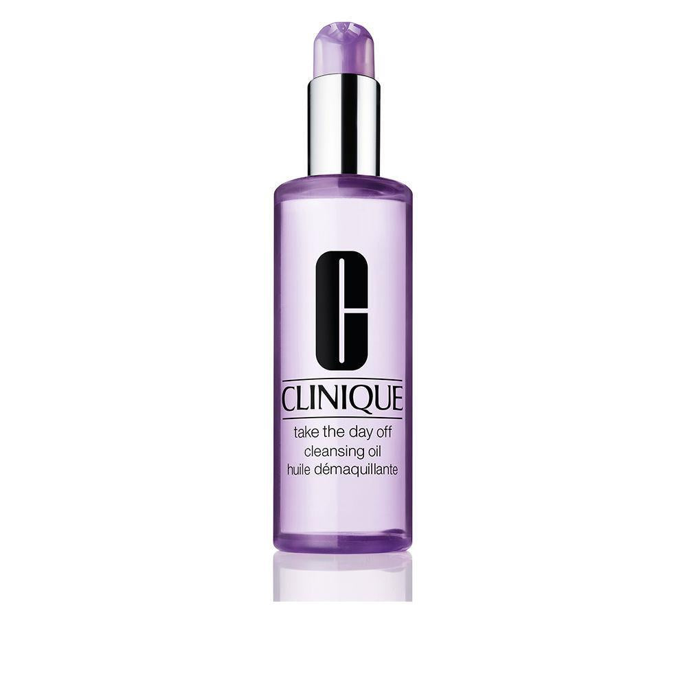 Clinique Take The Day Off Cleansing Oil by Jag Couture London, 200ml bottle with pump for makeup removal and skincare.