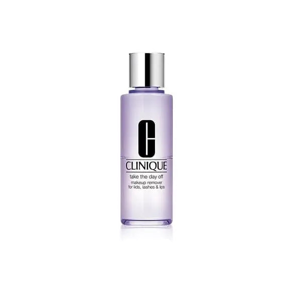Clinique Take The Day Off makeup remover for lids, lashes, and lips in 200ml bottle, with elegant packaging from Jag Couture London New York.