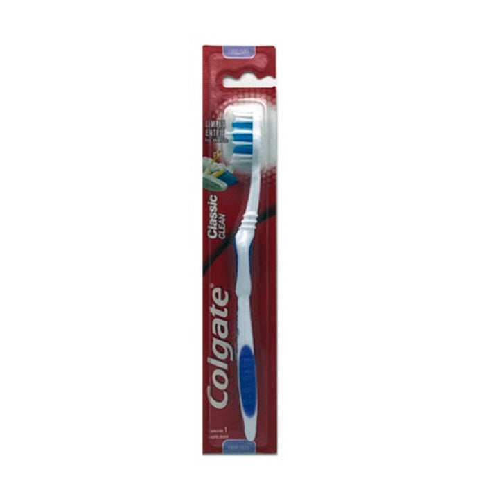 Jag Couture London-New York Colgate Classic Toothbrush, single unit with white handle and soft bristles on a clean background.