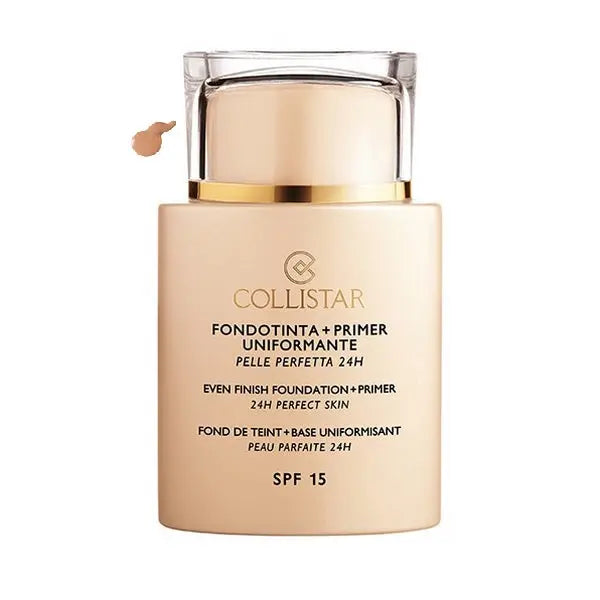 Collistar Even Finish Foundation Plus Primer in shade 04 Cookie, 35ml, with SPF 15, for smooth, flawless skin.