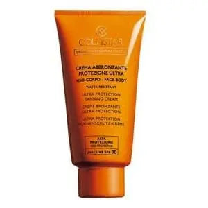 Collistar Perfect Tanning Ultra Protection Cream SPF 30 in 150ml with a smooth, creamy texture and bright packaging.
