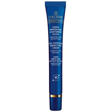Collistar Perfecta Plus Eye Contour Perfection Cream 15ml jar with sleek packaging and applicator for reducing puffiness and dark circles.