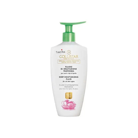 Collistar Special Perfect Body Deep Moisturizing Fluid 2019 in 400ml bottle, featuring smooth, hydrating formula by Jag Couture London New York