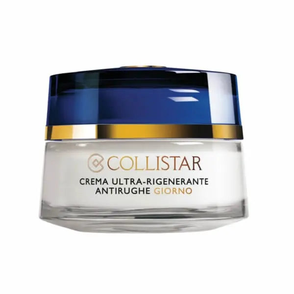 Jag Couture London New York Collistar Ultra Regenerating Anti-Wrinkle Day Cream 50ml jar with white lid and elegant packaging.