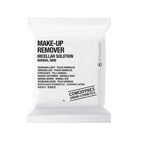Jag Couture London New York Comodynes Cleansing Wipes for normal and mixed skin, 20-unit pack, with soft cloths for gentle face cleansing.