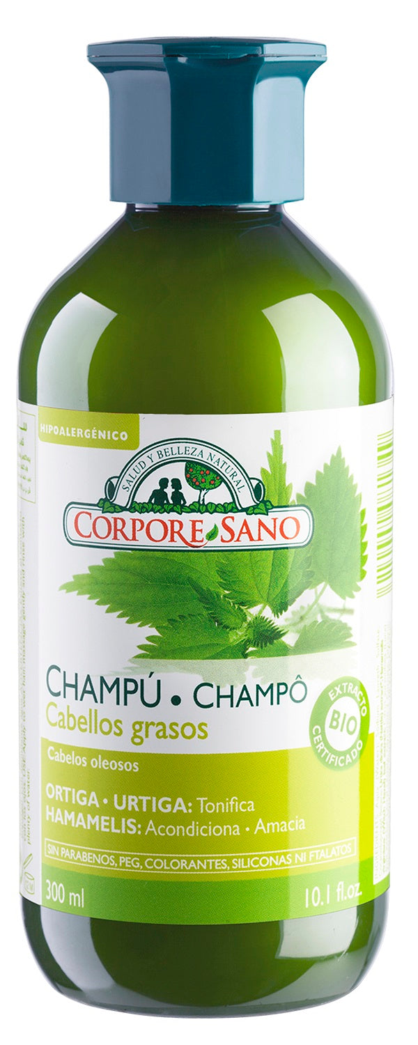 Jag Couture London New York Corpore Champu for oily hair, 300ml bio shampoo in a sleek bottle.