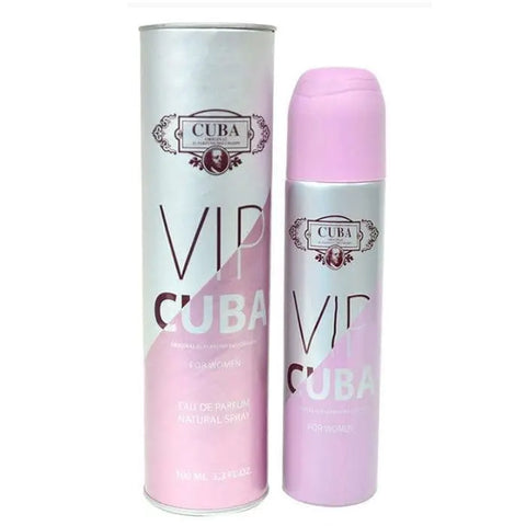 Cuba Paris Vip for Women Eau De Parfum spray in 100ml bottle by Jag Couture London New York, elegant perfume bottle with gold accents.