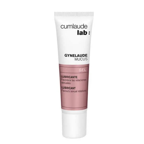 Cumlaude Gynelaude mucus lubricant 30ml bottle from Jag Couture London - New York, with clear label and sleek packaging.