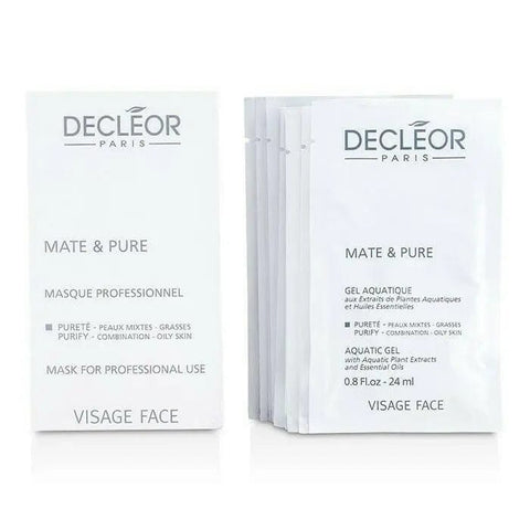 Decleor Mate & Pure Mask in 10x5g sachets, a skincare product from Jag Couture London New York, with a clay and purifying formula.