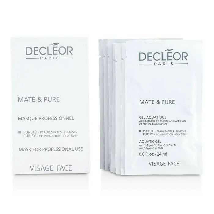 Decleor Mate & Pure Mask 10x5g by Jag Couture London - New York, showing the individual mask sachets for oily and combination skin.