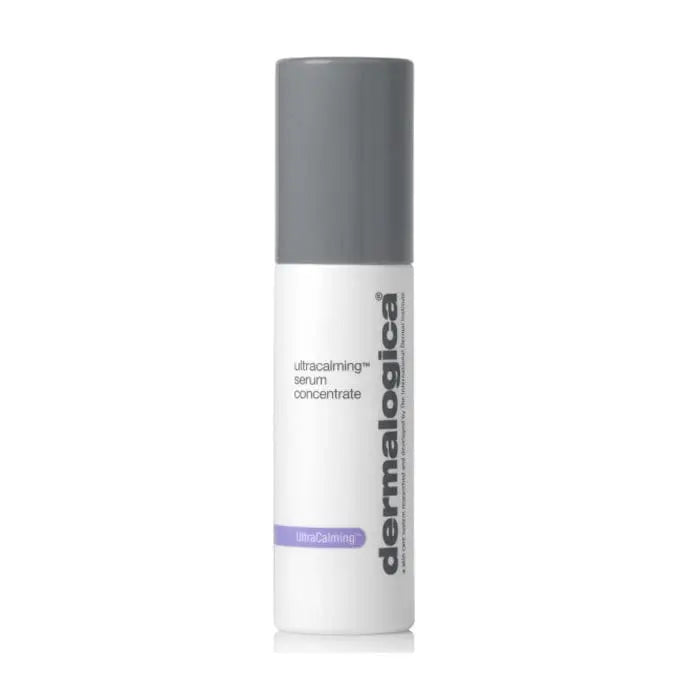 Dermalogica Ultracalming Concentrate Serum 40ml in a clear bottle with a pump dispenser, on a neutral background.