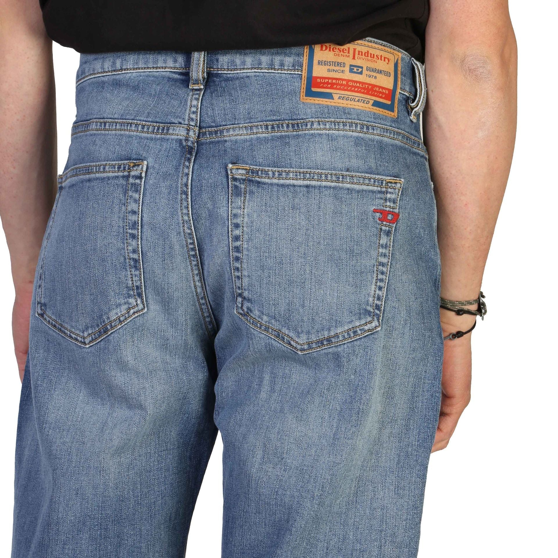 Diesel D-VIKER jeans from Jag Couture London New York, showing the dark denim fabric with subtle stitching details.